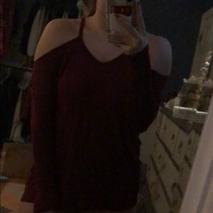 Red off the shoulder top long sleeve